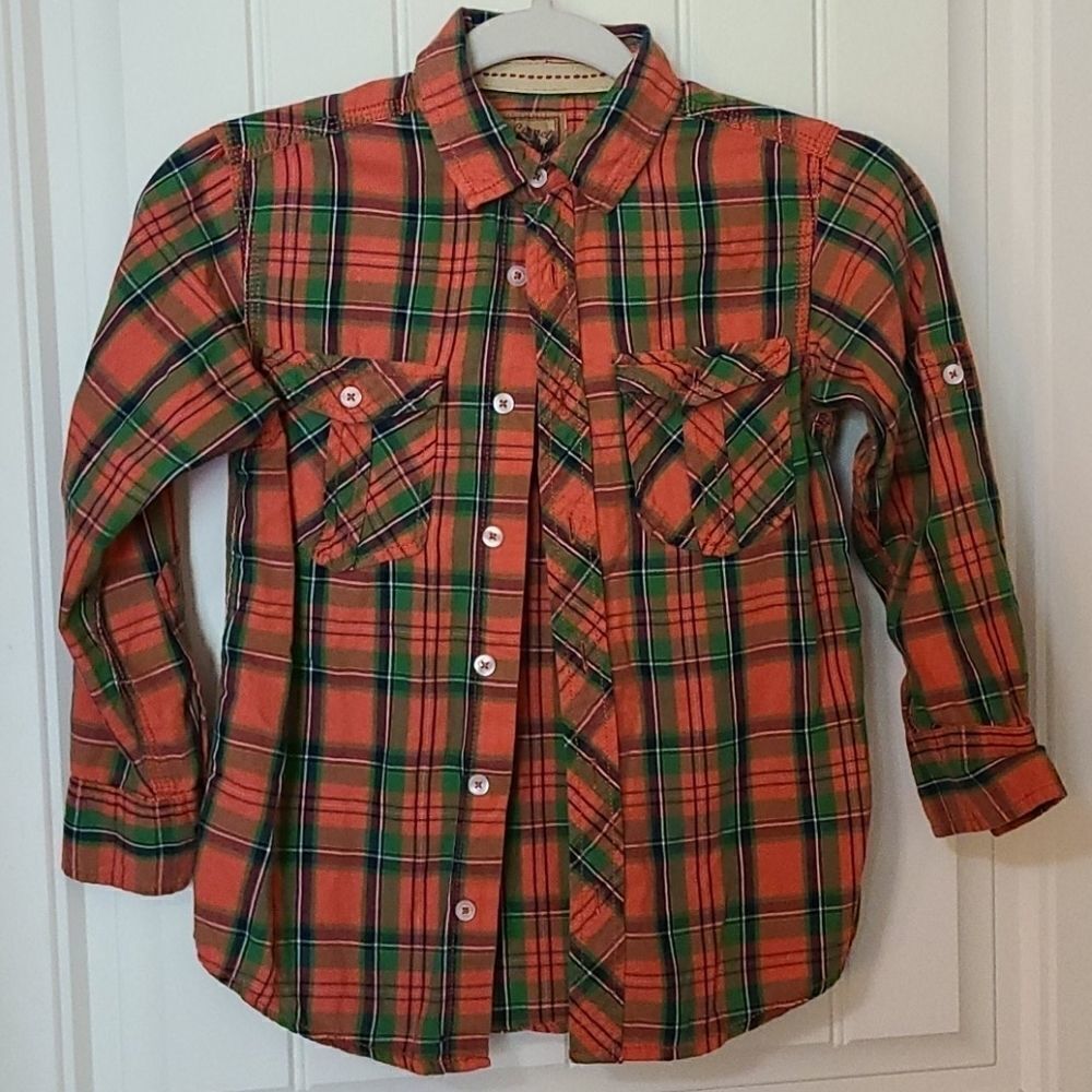 Red Camel Boys Red plaid Western Long Sleeve Shirt